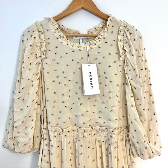 Munthe Curtis Open Back Embroidered Floral Midi Dress, Size 6 (EU 36) - Picture 8 of 15